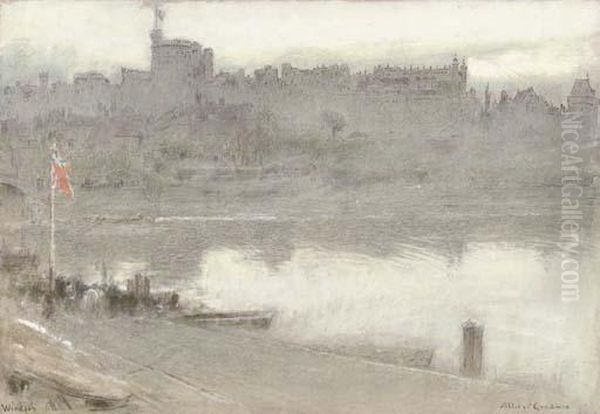 The Rowing Club, Windsor Oil Painting by Albert Goodwin