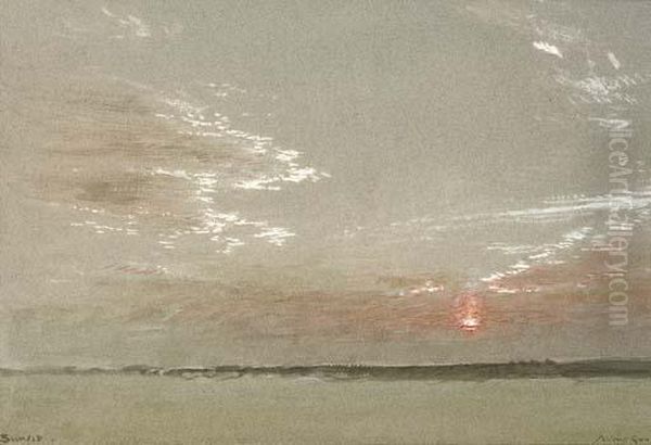 Sunset Oil Painting by Albert Goodwin