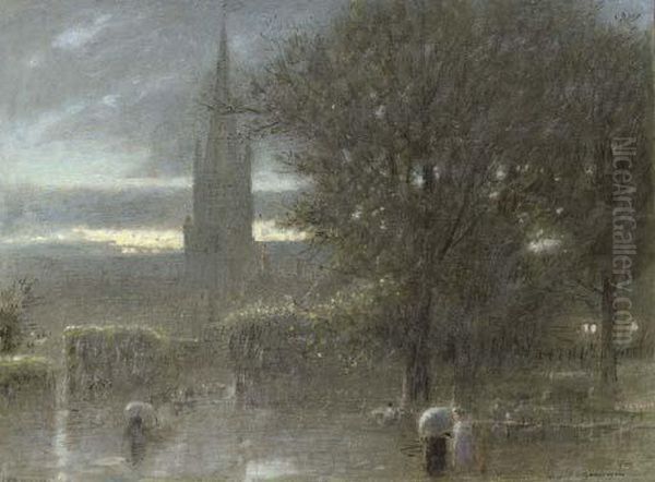 Norwich, A Wet Day Oil Painting by Albert Goodwin