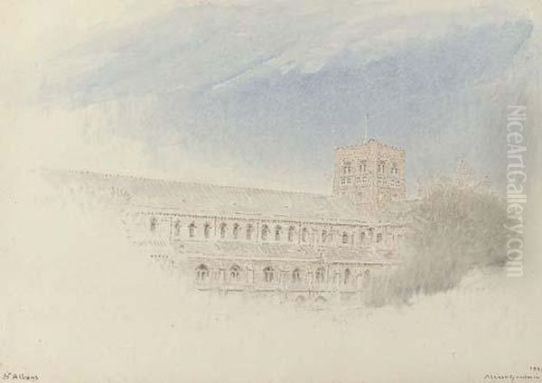 St Albans Cathedral Oil Painting by Albert Goodwin