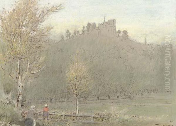 Lewes, Sussex Oil Painting by Albert Goodwin