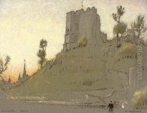 Lewes Castle, Sussex Oil Painting by Albert Goodwin