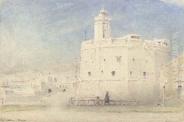 The Lighthouse, Algiers Oil Painting by Albert Goodwin