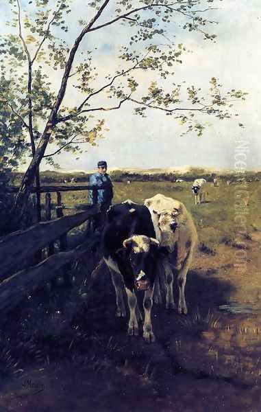 Finished Grazing Oil Painting by Anton Mauve