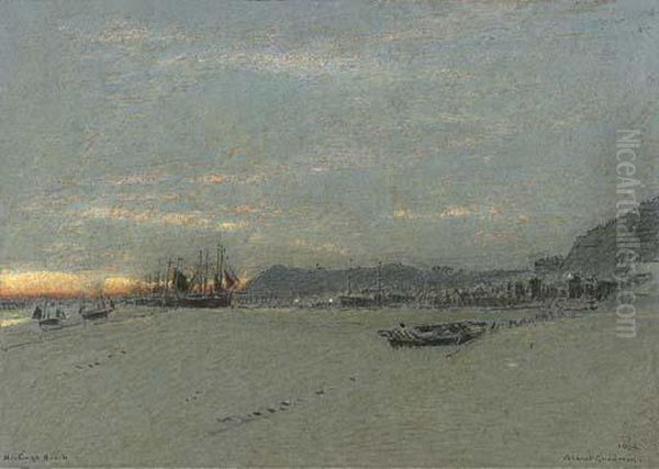 Hastings Beach Oil Painting by Albert Goodwin