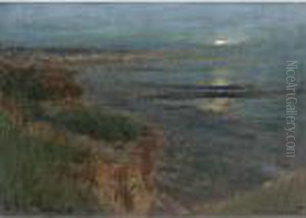 The Rising Moon, Galley Hill Looking Towards St Leonards Oil Painting by Albert Goodwin