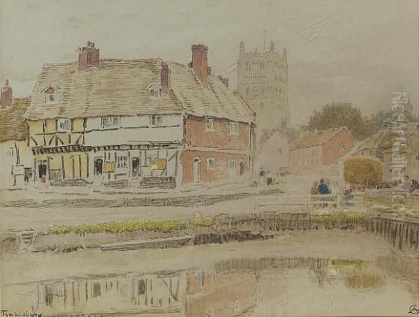 Tewkesbury Oil Painting by Albert Goodwin