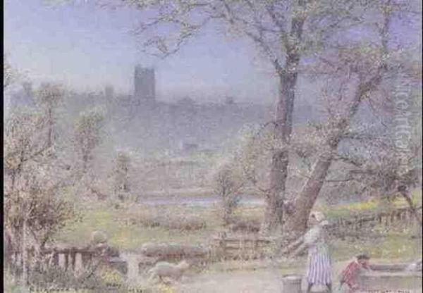 Richmond, Yorkshire Oil Painting by Albert Goodwin