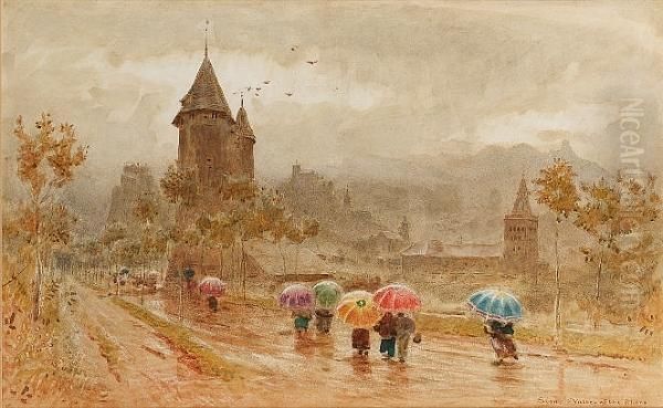 Sion, Valley Of The Rhone Oil Painting by Albert Goodwin