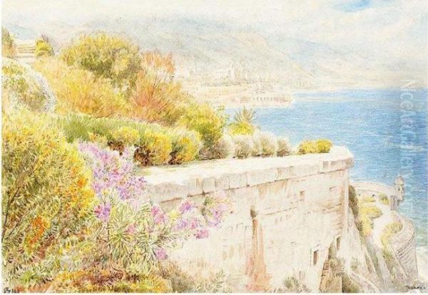 Monaco Oil Painting by Albert Goodwin