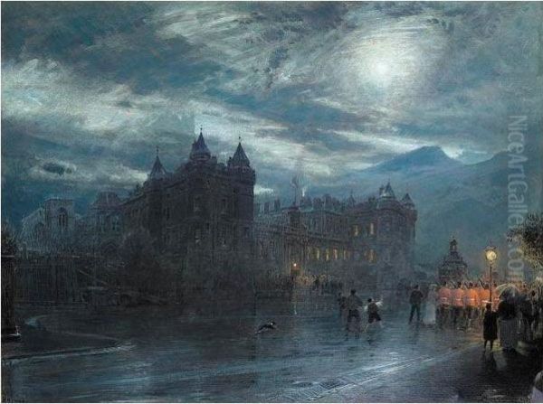 Holyroodhouse, Edinburgh Oil Painting by Albert Goodwin