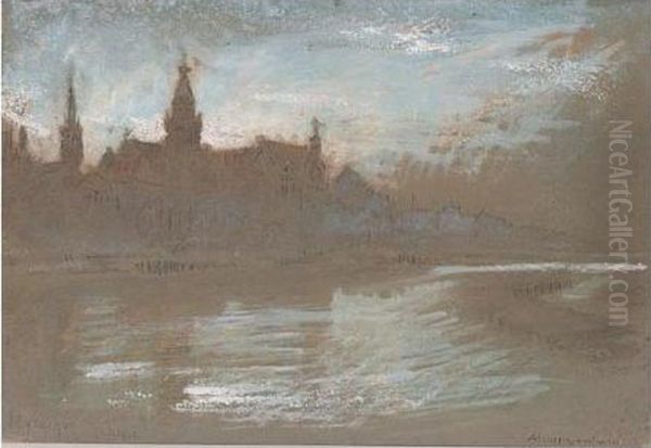 Nijmegen, Rhine Oil Painting by Albert Goodwin