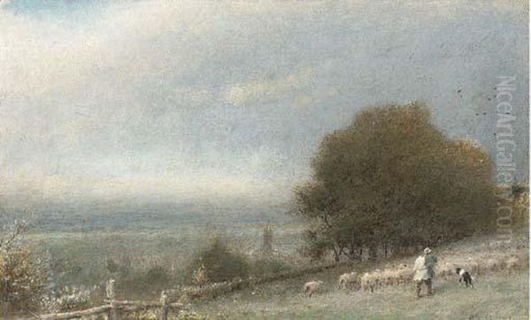 Driving Sheep, Winchester Oil Painting by Albert Goodwin