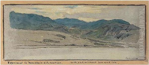 Two Studies Of The Old Man Of Coniston, Lancashire Oil Painting by Albert Goodwin