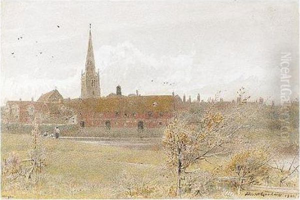 View Of Abingdon, Berkshire Oil Painting by Albert Goodwin