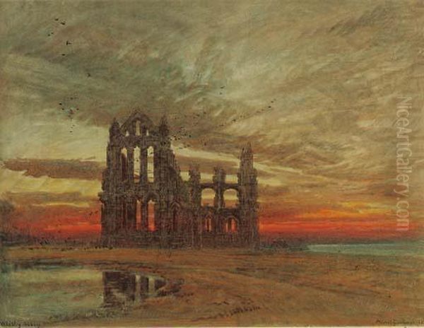 Whitby Abbey, North Yorkshire Oil Painting by Albert Goodwin