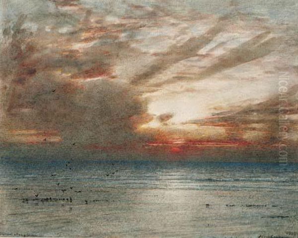 Sunset Along The Shore Oil Painting by Albert Goodwin