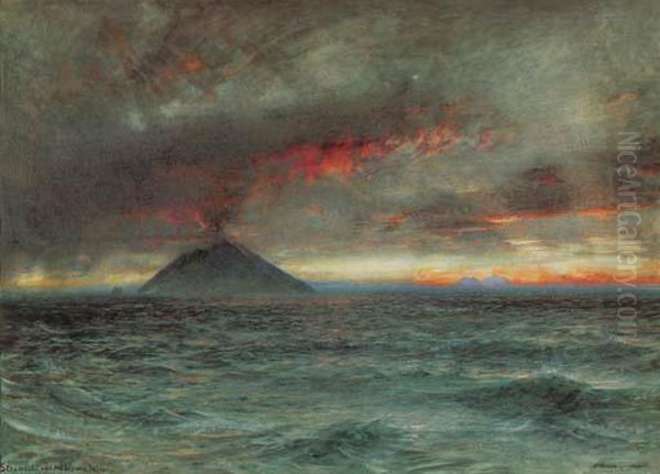 Stromboli And The Lipari Islands, Sicily Oil Painting by Albert Goodwin