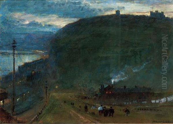 Dover At Night Oil Painting by Albert Goodwin