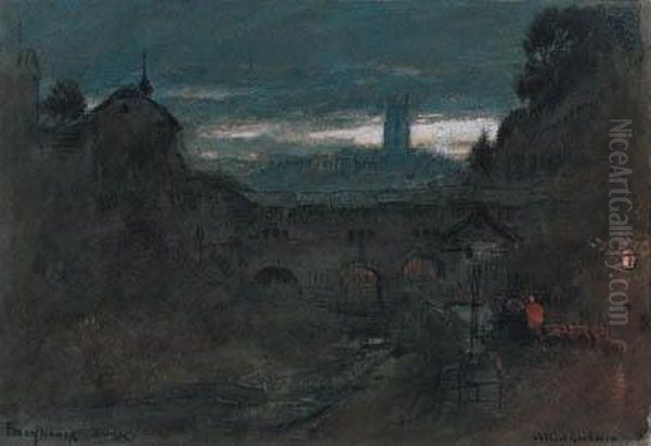 Frybourg, Suisse Oil Painting by Albert Goodwin