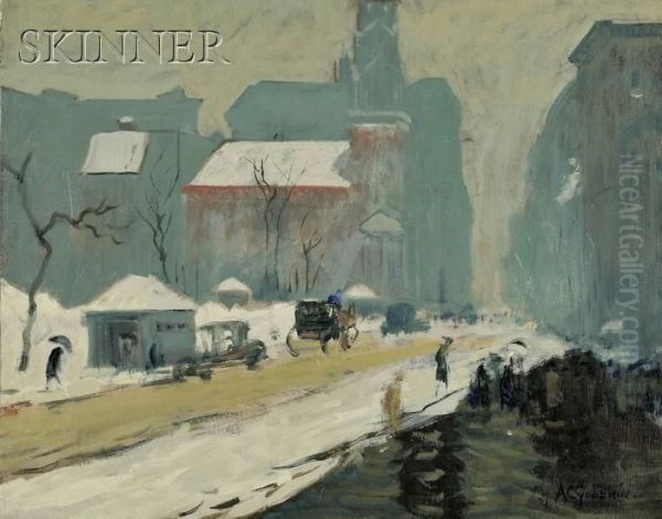 Park Street Church In Winter Oil Painting by Arthur C. Goodwin