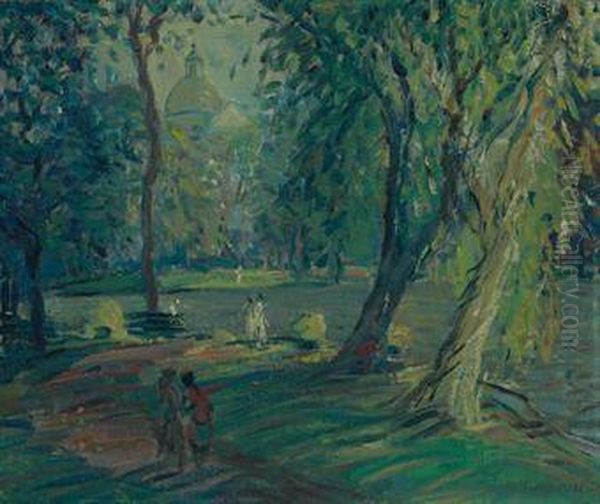 Summertime, Boston Public Gardens Oil Painting by Arthur C. Goodwin