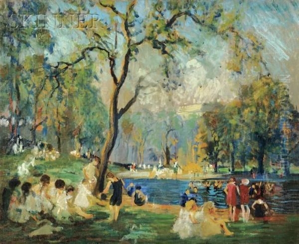 The Public Garden, Boston Oil Painting by Arthur C. Goodwin