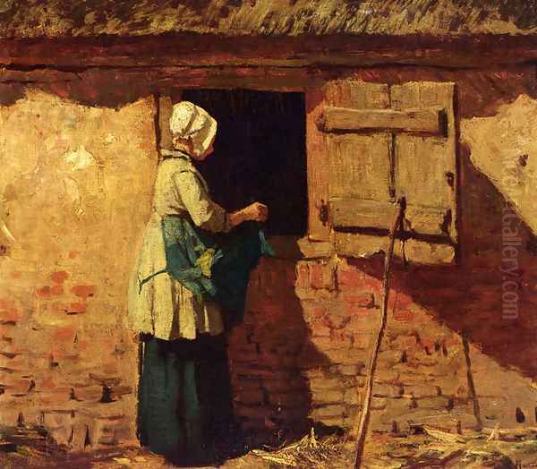 A Peasant Woman By A Barn Oil Painting by Anton Mauve