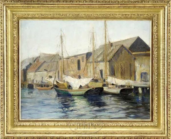 Tea Wharf, Boston Oil Painting by Arthur C. Goodwin