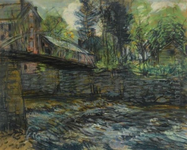 New Hampshire Bridge Oil Painting by Arthur C. Goodwin