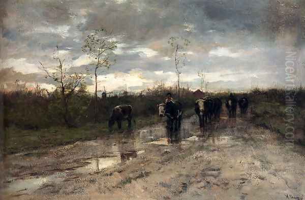 Weg Met Koeien: Homeward Bound Oil Painting by Anton Mauve