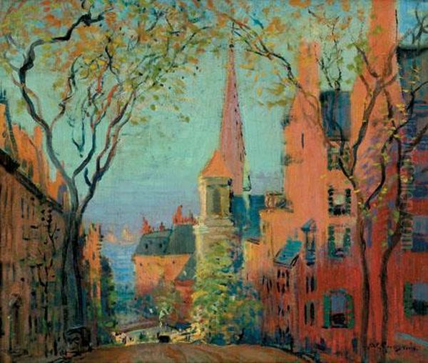 Mt Vernon St, Boston Oil Painting by Arthur C. Goodwin