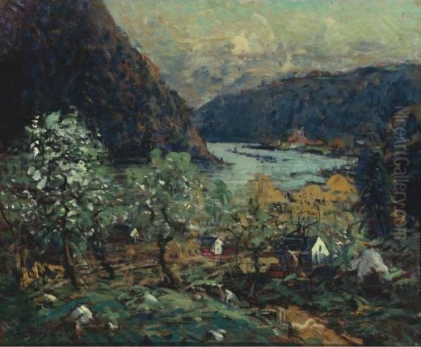 Hudson River At Kingston Oil Painting by Arthur C. Goodwin