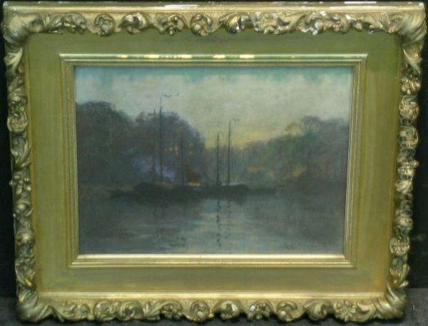 Dockside Reflections Oil Painting by Arthur C. Goodwin