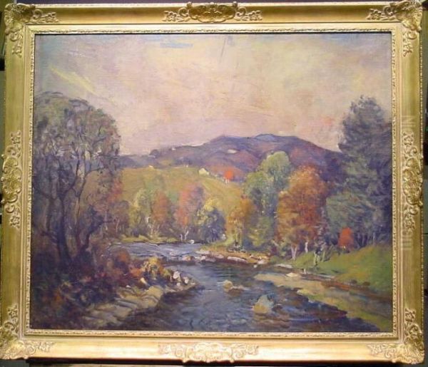 River Through A Valley In Autumn Oil Painting by Arthur C. Goodwin