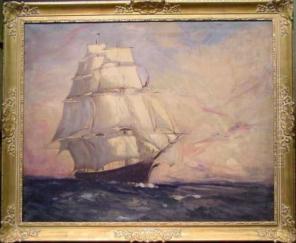 Clipper Ship Oil Painting by Arthur C. Goodwin