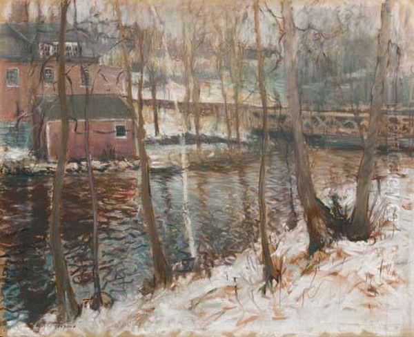 Paper Mill, Neponset River Oil Painting by Arthur C. Goodwin