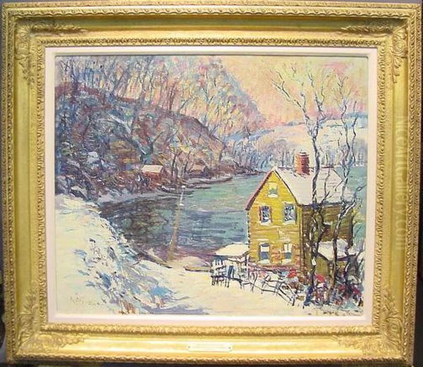 Spuyten Duyvil In Winter Oil Painting by Arthur C. Goodwin