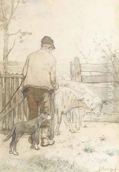 Bringing in the sheep Oil Painting by Anton Mauve