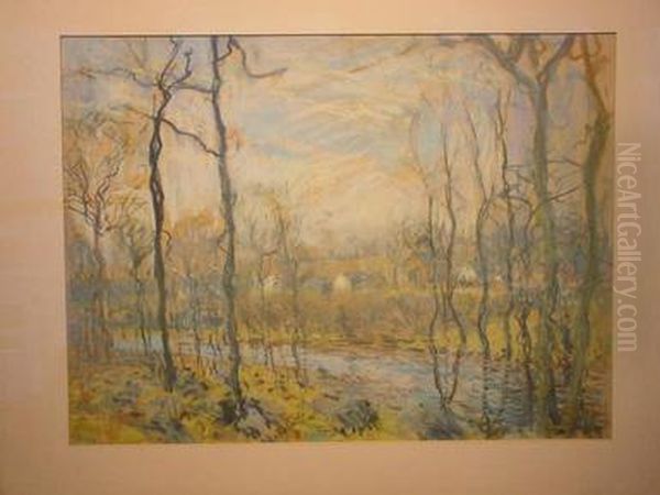 A View Through The Valley And Winter Stream: Two Oil Painting by Arthur C. Goodwin