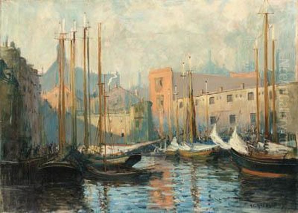 View Of T Wharf Oil Painting by Arthur C. Goodwin