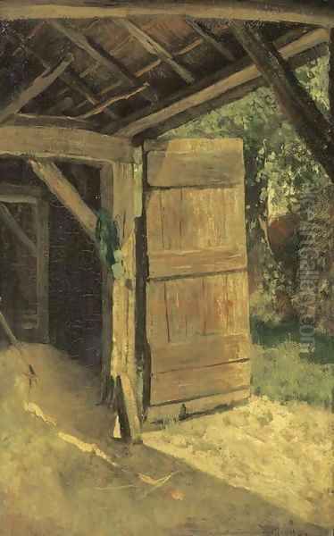 De staldeur A sunny farmyard Oil Painting by Anton Mauve