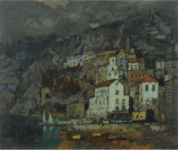 View Of Amalfi Oil Painting by Konstantin Ivanovich Gorbatov