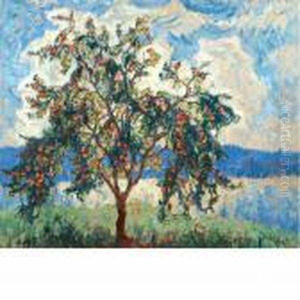 Apple Tree In Bloom Oil Painting by Konstantin Ivanovich Gorbatov