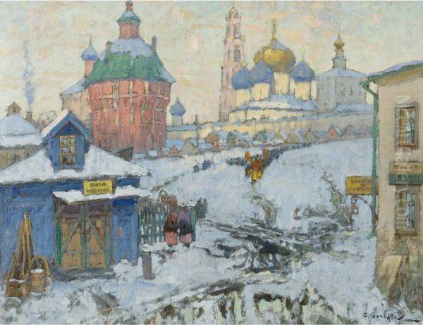 View Of Troitse-sergiyeva Lavra Oil Painting by Konstantin Ivanovich Gorbatov