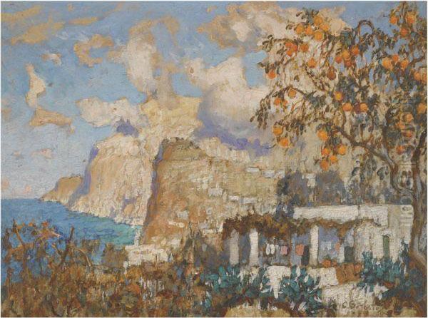 The Orange Tree, Capri Oil Painting by Konstantin Ivanovich Gorbatov