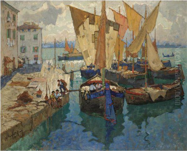 View Of Venice Oil Painting by Konstantin Ivanovich Gorbatov