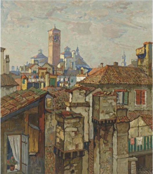 Rooftops, Venice Oil Painting by Konstantin Ivanovich Gorbatov