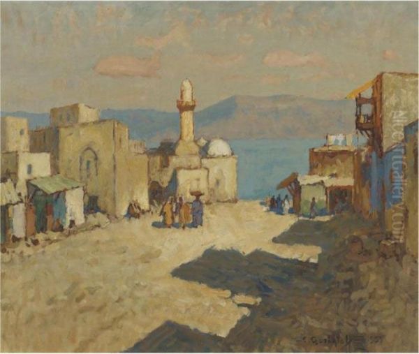 Tiberias Oil Painting by Konstantin Ivanovich Gorbatov