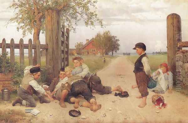 Grindslanten 1885 Oil Painting by Johan August Malmstrom